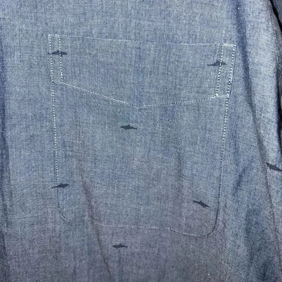 J. McLaughlin Men's Button Down Dolphin Print Gray Large Slim Fit Shirt - Picture 3 of 7